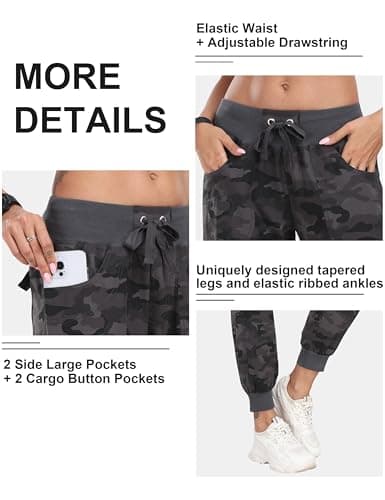 MoFiz Womens Hiking Pants with Pockets Lightweight Quick Dry Athletic Outdoor Running Sweatpants Cargo Pant for Women XS — view 4