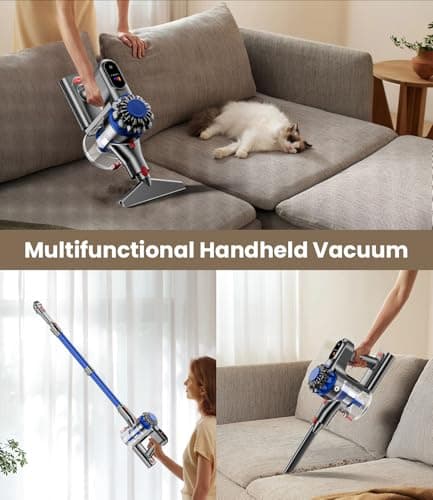 KARDV Cordless Vacuum Cleaner, 500W/40Kpa Vacuum Cleaners for Home, 60Mins Stick Vacuum with LED Display, Anti-Tangle & Wall Mount Charging, 8 in 1 Lightweight Vacuum for Hard Floors Carpet Pet Hair — view 6