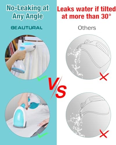 BEAUTURAL 1200-Watt Handheld Steamer for Clothes, 30-Second Heat-up, 8.79-Ounce Water Tank, Aqua — view 3