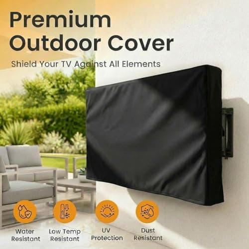 Outdoor TV Cover, Black Weatherproof Universal Protector for 30'' - 32'' LCD, LED, Plasma Television Sets - Compatible with Standard Mounts and Stands. Built in Remote Controller Storage Pocket — view 5