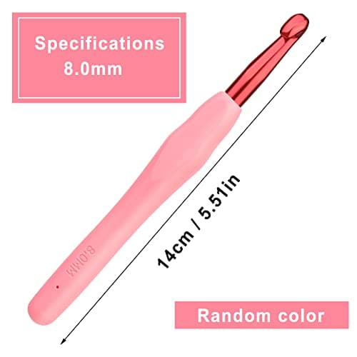 kgxulr 8 mm Crochet Hook, Aluminum Soft Grip Rubber Handle Needles