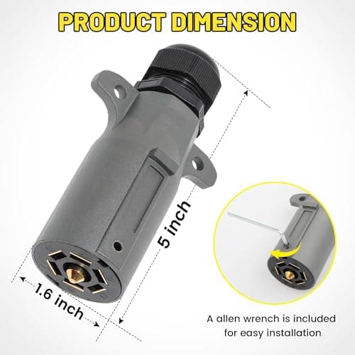 Oyviny RV 7 Pin Trailer Plug with IP68 Waterproof Seal, Detachable 7 Way Round RV-Style Trailer Side Connector 7 Point Trailer Wiring Plug — view 7