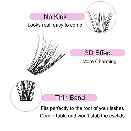 Lash Clusters LAUBESS Eyelash Clusters D Curl Cluster Lashes Mixed Tray Individual Lashes DIY Lash Extensions (40D-0.07D-9-16mm) — view 3