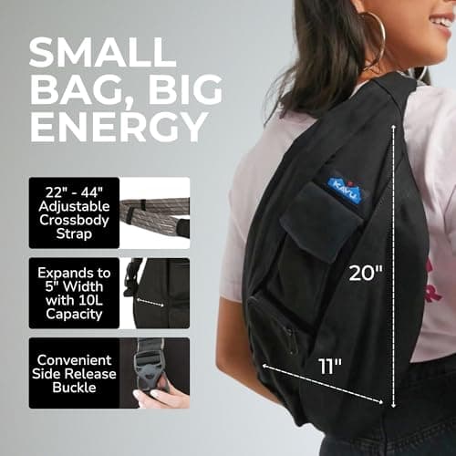 KAVU Rope Sling Bag - Large Crossbody Bags for Women & Men, Black — view 4