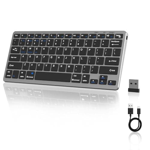 SQQSOOZ Wireless Rechargeable Keyboard, Slim Keyboard, Grey Black