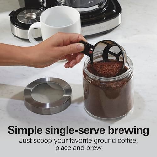 Hamilton Beach 2-Way Brewer Coffee Maker, Single-Serve and 12-Cup Pot, Black/Stainless Steel(49980A), Carafe — view 2