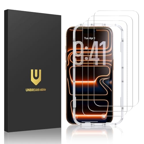 UNBREAKcable 3-Pack Screen Protector for iPhone 17 Pro Max, Double Shatterproof Tempered Glass [Easy Installation Frame] [9H Hardness] [99.99% HD Clear] [Case Friendly] for iPhone 6.9 inch