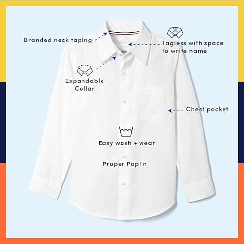 French Toast Boys' Expandable Collar Button Down Dress Shirt with Long Sleeves, White, 12 — view 4
