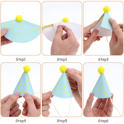 Tucnoeu 10pcs Colorful Mini Party Hats, Cute Dog Party Hats with Pom Poms for Kittens Rabbits Dogs and Stuffed Animals — view 2