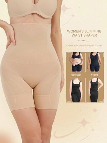 DIGZ Shapewear Women Tummy Control Underwear,High Waisted Shapewear Shorts Butt Lifting Underwear,Seamless Postpartum Underwear Beige
