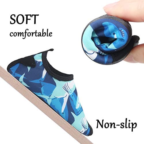 JIASUQI Kids Lightweight Water Skin Walking Shoes Aqua Socks for Pool Swim Surf Water Aerobics Shark, 13-13.5 M US Little Kid — view 2