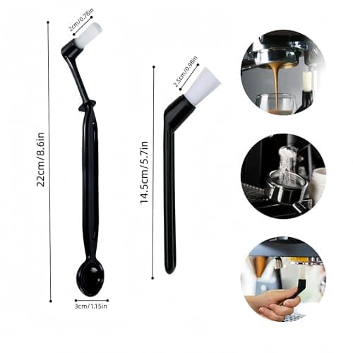 4-Piece Coffee Machine Cleaning Brush Set, 2 Cleaning Brushes and 2 Coffee Brushes With Spoon heads, For Cleaning Coffee Grinders, An Ideal Accessory For Your Home Kitchen