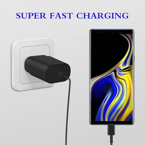 GUUSMART Type C Charger 2-Pack 25W Type C Fast Charging Block with 6ft USB C Charger Cable Compatible with Galaxy S26 S25 S24 S23 S22 S21/Phone 17/16/16 Pro Max/15/15 Pro Max/15 Plus-Black — view 3