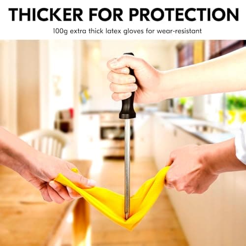 Vgo 1Pair Reusable Household Gloves, Rubber Dishwashing Gloves, Kitchen Cleaning (S,Yellow,HH4601) — view 3