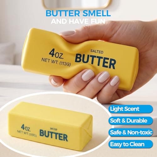 XQOQO Butter Squishy, Soft Slow Rising Squeeze Toys, Butter Stick Squishy Fidget Toys and Stress Balls Squishies for Office Desk Toys, Party Favors & Birthday Gifts(Yellow) — view 4