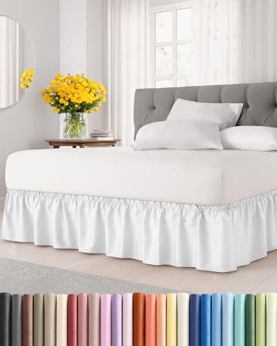 Wrap Around Dust Ruffle Bed Skirt, Queen Size Beds - 12 Inch Drop, White