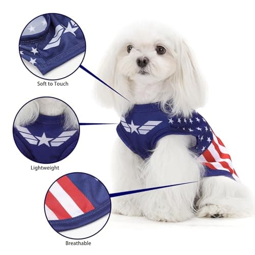 American Flag Inspired Dog Clothes: Ultra-Comfy Dog Shirt, Ideal Tank Materials for Cute, Stylish Look, Perfect for Everyday Wear & Independence Day Celebrations, Blue USA L — view 2
