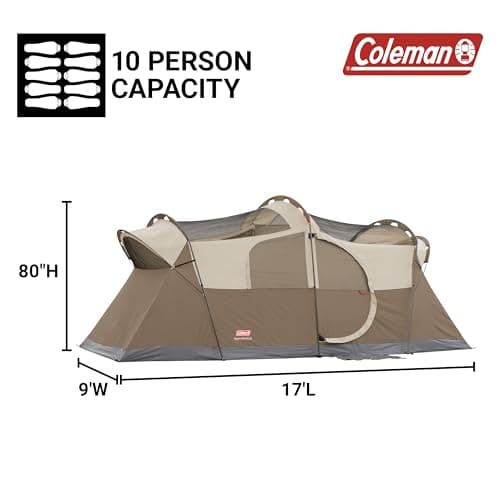 Coleman WeatherMaster 10-Person Camping Tent with Screened Porch, Weatherproof Tent with Screen Room, Rainfly & Carry Bag Included, Made Without PFAS Chemicals — view 2