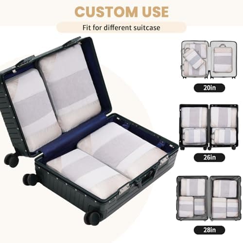 BAGAIL 6 Set/8 Set Compression Packing Cubes, Ultralight Expandable Packing Organizers for Carry on Travel Luggage(6set Cream) — view 5