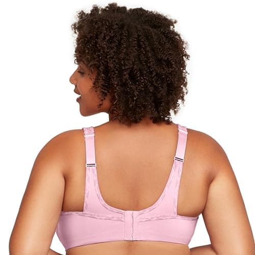 Glamorise Women's Full Figure No Bounce Plus Size Camisole Wirefree Back Close Sports Bra #1066, Parfait Pink, 36F — view 8