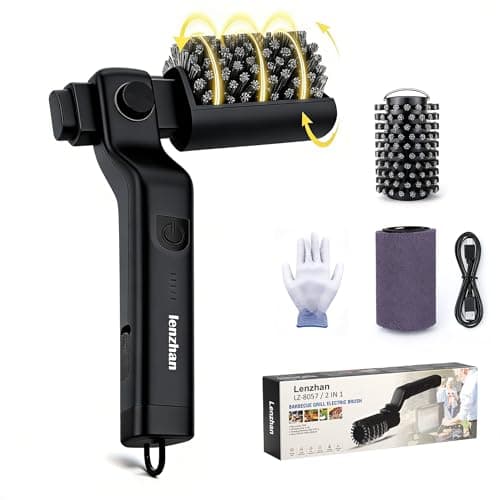 Cordless Electric Grill Brush with Adjustable Angle, 3-Speed Power Motor & Stainless Steel Head - Rechargeable, 90-Min Runtime, Waterproof Grill Cleaner for BBQ Grates & Griddles (Black)