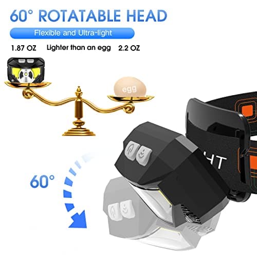 LHKNL Headlamp Flashlight, Lumen Ultra-Light Bright LED Rechargeable Headlight with White Red Light, 2-Pack Waterproof Motion Sensor Head Lamp,8 Modes for Outdoor Camping Running Hiking Fishing — view 4