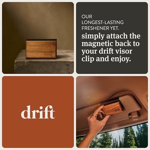 Drift Car Air Freshener - The Original Wood Air Freshener - Car Odor Eliminator - Long Lasting Scent - Auto Accessories - Metal Clip - Essential Oils - Clean Ingredients - Amber Scent Starter Kit — view 4