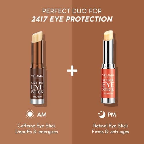 VELAMO ADVANCED Caffeine Eye Stick: Energizing & Hydrating Under Eye Balm for Dark Circles & Puffiness - Travel Essentials, Portable & Perfect for On-the-go Use, 0.1 OZ/3g — view 5