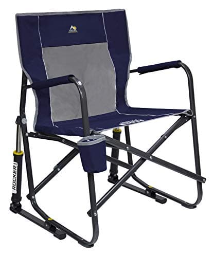 GCI OUTDOOR Freestyle Rocker Camping Chair | Portable Folding Rocking Chair with Solid, Durable Armrests, Drink Holder & Comfortable Backrest — Indigo Blue — view 4