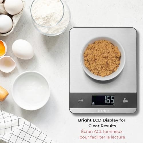 Starfrit Digital Kitchen Scale - Stainless Steel Platform - Measures Weight and Liquid Volume - 11 lb / 5 kg Capacity - Stainless Steel — view 4