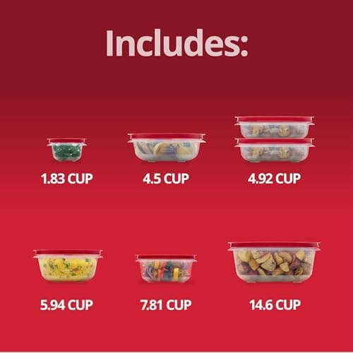 Rubbermaid EasyStore Square and Round Containers, 14-Piece Set, Food Storage Containers, Food Storage Containers with Lids — view 5