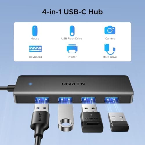 UGREEN USB C Hub, 4 Ports USB A Splitter Ultra-Slim USB Expander for Mouse, Keyboard, Flash Drive, U Disk, Printer Compatible with Laptop, Desktop PC, Xbox, PS5, and More 0.5FT