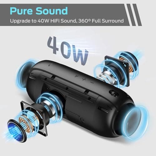 S320 Bluetooth Speaker, Portable Bluetooth Speaker, 40W True Wireless Speaker,360° Stereo Sound Effect,IPX7 Waterproof Speaker, 32 Hour Playing Time,Suitable for Outdoor Speaker — view 4