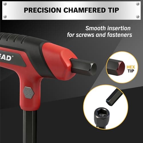 ELEAD 14-Piece T-handle Allen Wrench Set, Metric 2.5mm-10mm & SAE 1/8"-3/8" Portable Hex Key, Long Arm Allen Key Set with Storage Rack for Basic Home Repair and Mechanical Maintenance — view 2