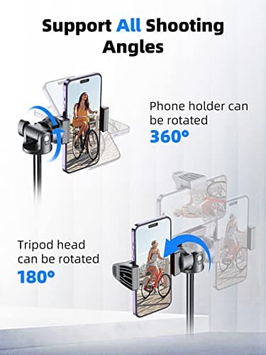 Kaiess 62" Phone Tripod, Selfie Stick Tripod & Phone Tripod Stand with Remote, Cell Phone Tripod for iPhone, Extendable Travel Tripod Compatible with iPhone/Android/Camera — view 3