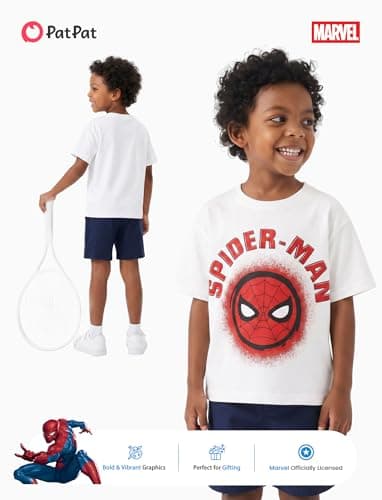 Disney Spiderman White Tee Shirt Kids Marvel Avengers School-Age Boys Short Sleeve Shirts for Summer Holiday Jersey Hawaiian Graphic Tops Cool Sports Outerwear Back to School Daily Apparel 6-7 Years — view 3
