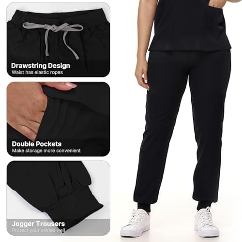 Scrubs for Women and Man V-Neck Pocket Top Drawstring Jogger Pants Nursing Scrubs Uniform — view 4