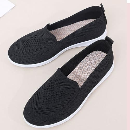 Women's Mesh Walking Shoes Summer Breathable Soft Arch Support Walking Anti-Skid Sports Shoes Black — view 4