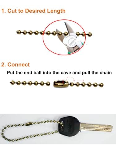 160-inch Ceiling Fan Pull Chain, Rustproof 3mm Pull Chain Extension for Ceiling Fans and Light Fixture, Beaded Ball Chain with 20 Matching Connectors (Bronze) — view 2