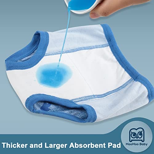 MooMoo Baby Training Underwear 10 Packs Absorbent Toddler Training Pants for Boys and Girls Cotton Blue 4T