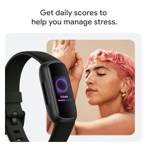 Fitbit Inspire 3 Health & Fitness Tracker with Stress Management, Workout Intensity, Sleep Tracking, 24/7 Heart Rate - 3-Month Google Health Premium Membership Included - Midnight Zen/Black — view 5