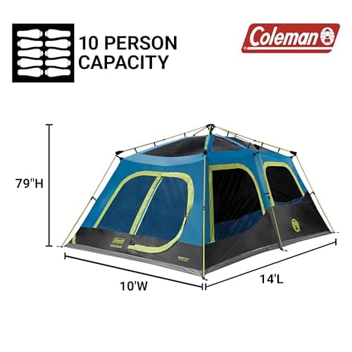 Coleman 4/6/8/10 Person Instant Camping Tent with 1-Minute Setup, Large Family Tent with Pre-Attached Poles, Air Vent, & Carry Bag, Sets Up in About 60 Seconds — view 2