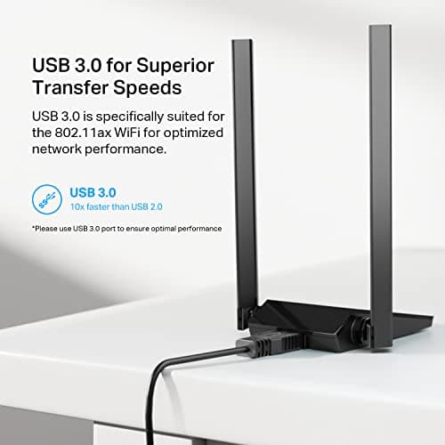 TP-Link WiFi 6 USB Adapter for Desktop PC - (Archer TX20U Plus) AX1800 Wireless Network Adapter with 2.4GHz, 5GHz, High Gain Dual Band 5dBi Antenna, WPA3, Supports Windows 11/10 — view 5