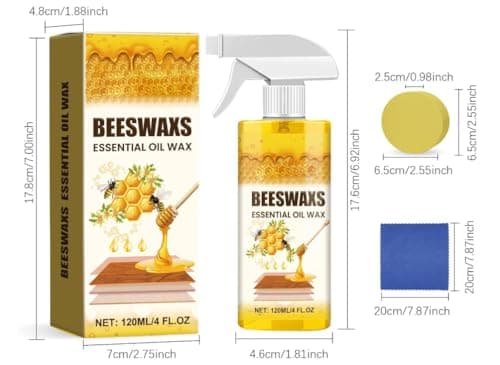 Beeswax Wood Polish Spray, Bees Wax Furniture Polish and Cleaner, Beeswax Essential Oil Wax, Natural Wood Polish Spray, Restores Shine & Removes Scratches,For Wood Floors and Wooden Cabinet (1) — view 3