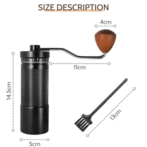 Manual Coffee Grinder with Digital External Adjustable Settings, Portable Hand Grinder with Stainless Steel Conical Burr, 30g Capacity for Travel, Camping, Office, Espresso, Pour Over (Black)