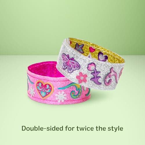 Melissa & Doug Design-Your-Own Bracelets with 100+ Sparkle Gem & Glitter Stickers, Kids Snap Bracelets, Stickers & Jewelry Crafts, Preschool Toys for Girls & Boys Ages 4+ — view 3