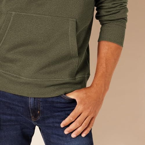 Amazon Essentials Men's Hooded Fleece Sweatshirt, Olive Heather, Small — view 4