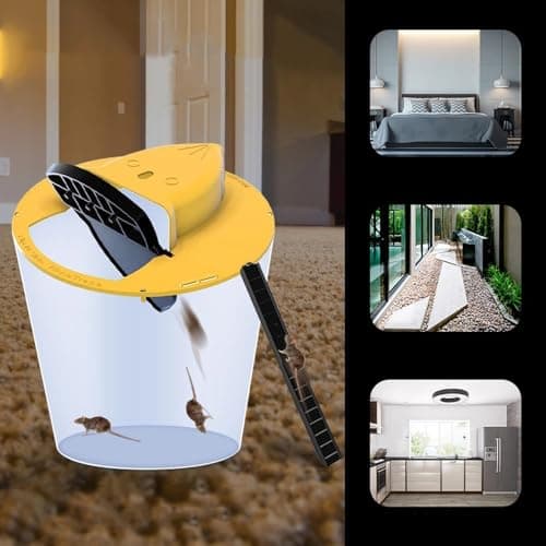 4 Pack Mouse Trap Bucket Automatic Reset Flip Lid Multi-Catch Rat Bucket Trap for Indoor Outdoor Use Auto-Reset Humane Rats Trap Compatible with 5 Gallon Bucket (Yellow) — view 4