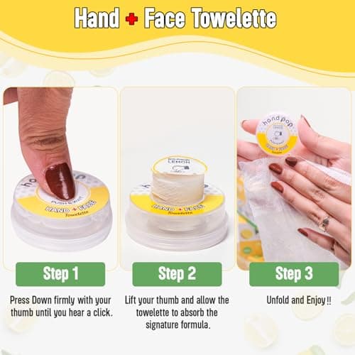 Hand Pop Lemon Scented Wipes - 24 Pack of Travel Size Wet Towelettes, Alcohol-Free, Wipes for Skin Hydration, Convenient, Eco-Friendly, Refreshing, Fits in Gym Bag, Purse, Pocket, or Luggage — view 4