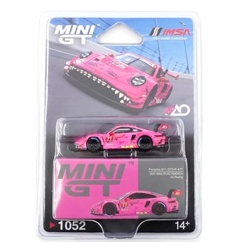 Diecast Model Car Compatible for Porsche 911 GT3 R #77 AO Racing 2024 IMSA Road America (Pink) Limited Edition Mini GT 1:64 Scale Blister Pack MGT01052 — view 4